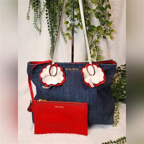 miu miu denim tote bag|miu miu bag vintage.